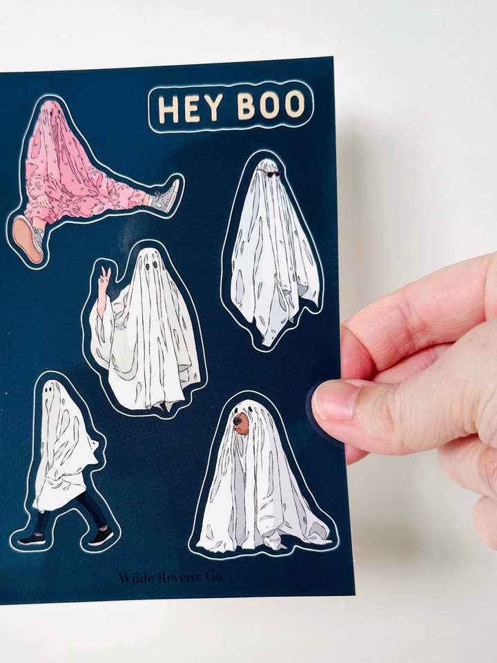 Hey Boo Feuille d'Autocollants Fantôme pour la vente par Wilde Reverie Co.