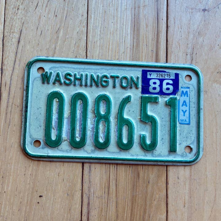 1976 to 1988 Washington State Motorcycle License Plate - 1986 Tab for wholesale by RusticPlates