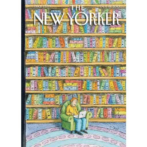 LAPTOP IN A LIBRARY - 5x7 NY'er COVER CARD for wholesale by Nelson Line