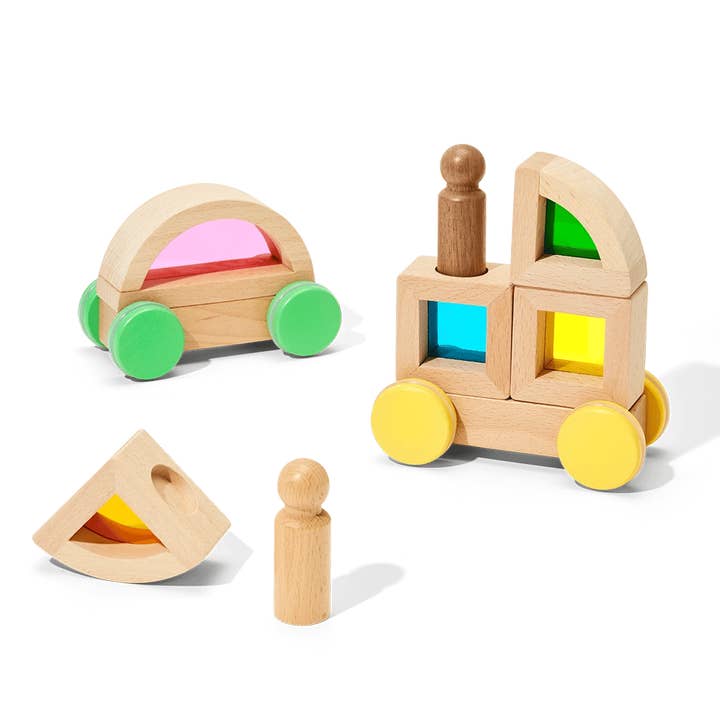 Rainbow Block Cars Stem Toy for wholesale by KiwiCo, Inc.