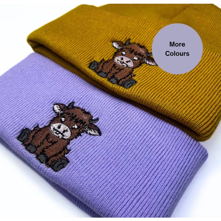 Bestickte Highland-Kuh-Mütze - Unisex für den Großhandel von Thread and Needles Co