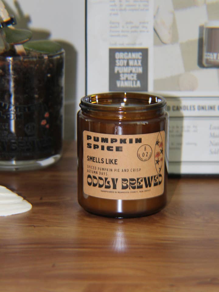 Pumpkin Spice Soy Candle for wholesale by Oddly Brewed