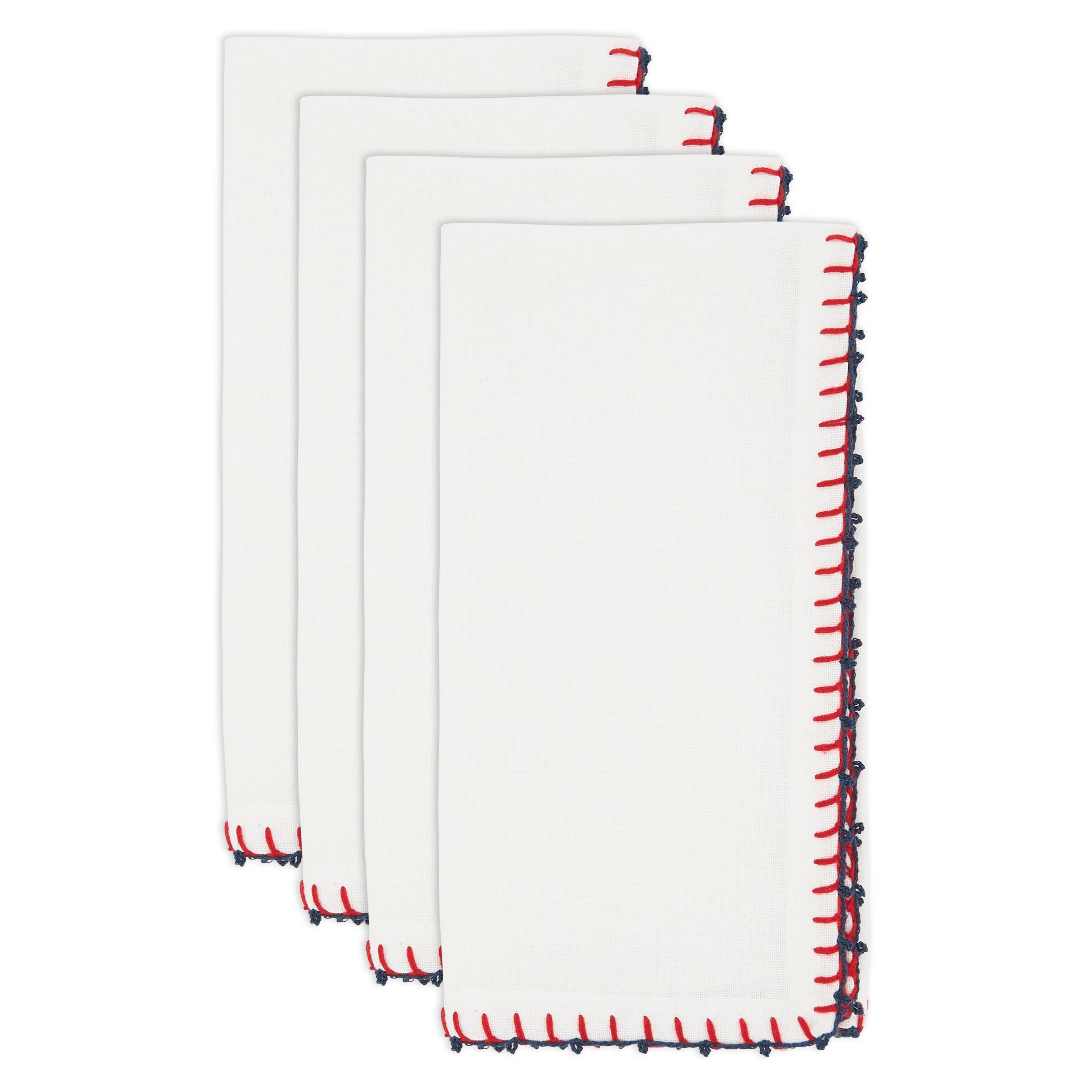 Röd/Vit/Blå Whipstitch Pom Pom Delight Servett för wholesale på Faire2