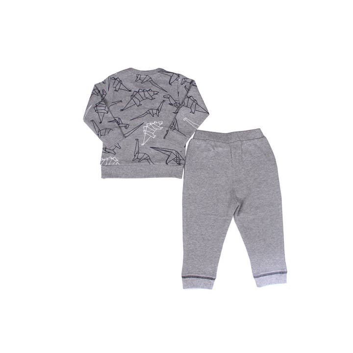 Gray Heather Dax 2 Piece Printed Dinosaur Set Baby for wholesale on Faire1