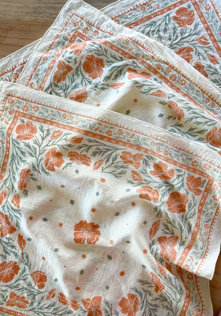 Lili Arnold - Wholesale Bandana - Women's - Organic Cotton + Hemp Bandana - California Poppy2