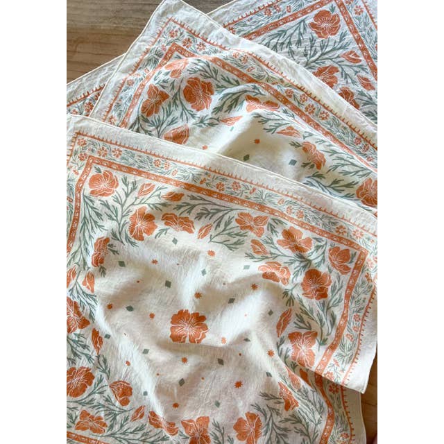 Lili Arnold - Wholesale Bandana - Women's - Organic Cotton + Hemp Bandana - California Poppy2