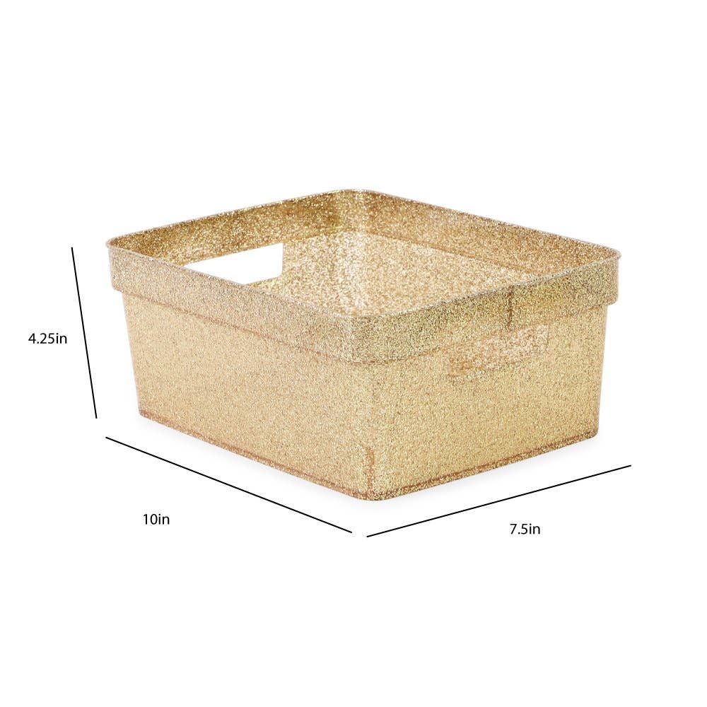 Isaac Jacobs International - Wholesale Storage Bin - Isaac Jacobs Small Glitter Storage Bin Set w/Cut-Out Handles1