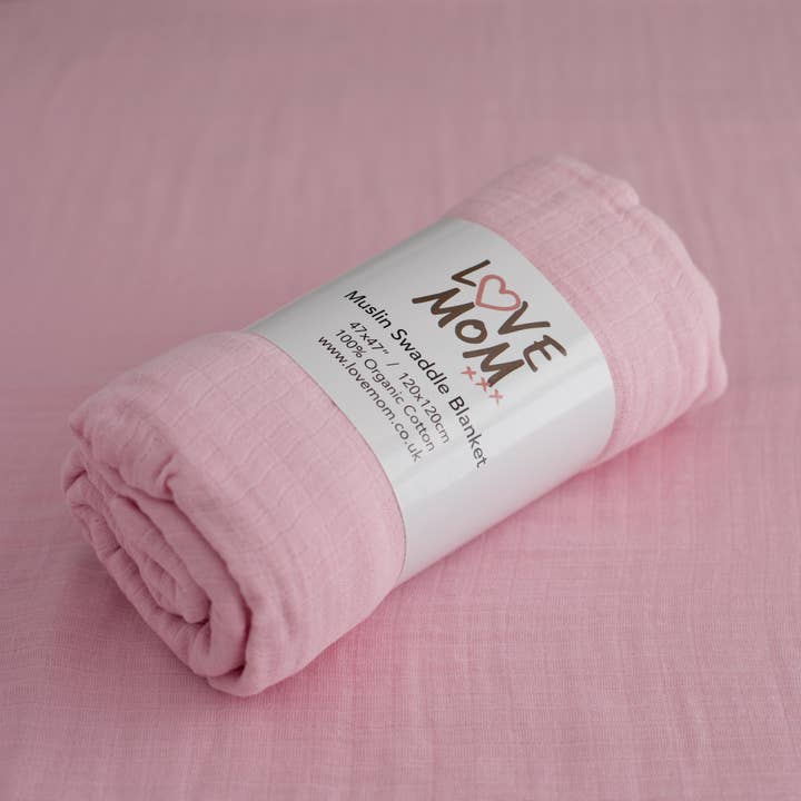 Pink Organic Cotton Swaddle for wholesale by Love Mom