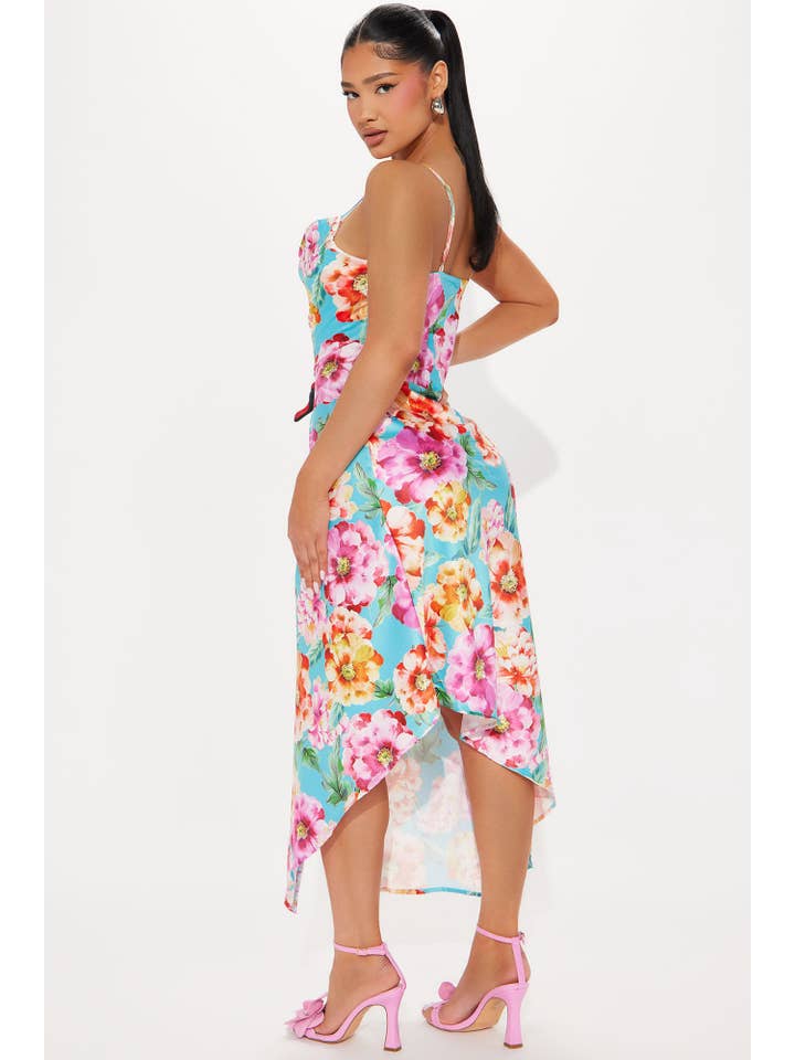 5besties inc - Wholesale Dress - Women's - FLORAL PRINT ASYMMETRICAL HEM MIDI DRESS5