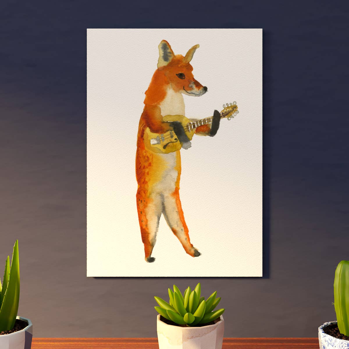 Rosie Webb illustrations - Wholesale Art Print - Mandolin fox  Giclee Print GP01192