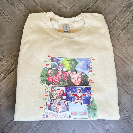 Christmas Movies Crewneck - Sand for wholesale by Sophie V. Designs