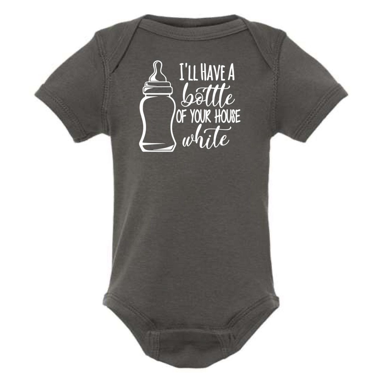 dkhandmade - Wholesale Bodysuit (Non-Footed) - Baby - I'LL HAVE A BOTTLE OF YOUR HOUSE WHITE BABY ONESIE0