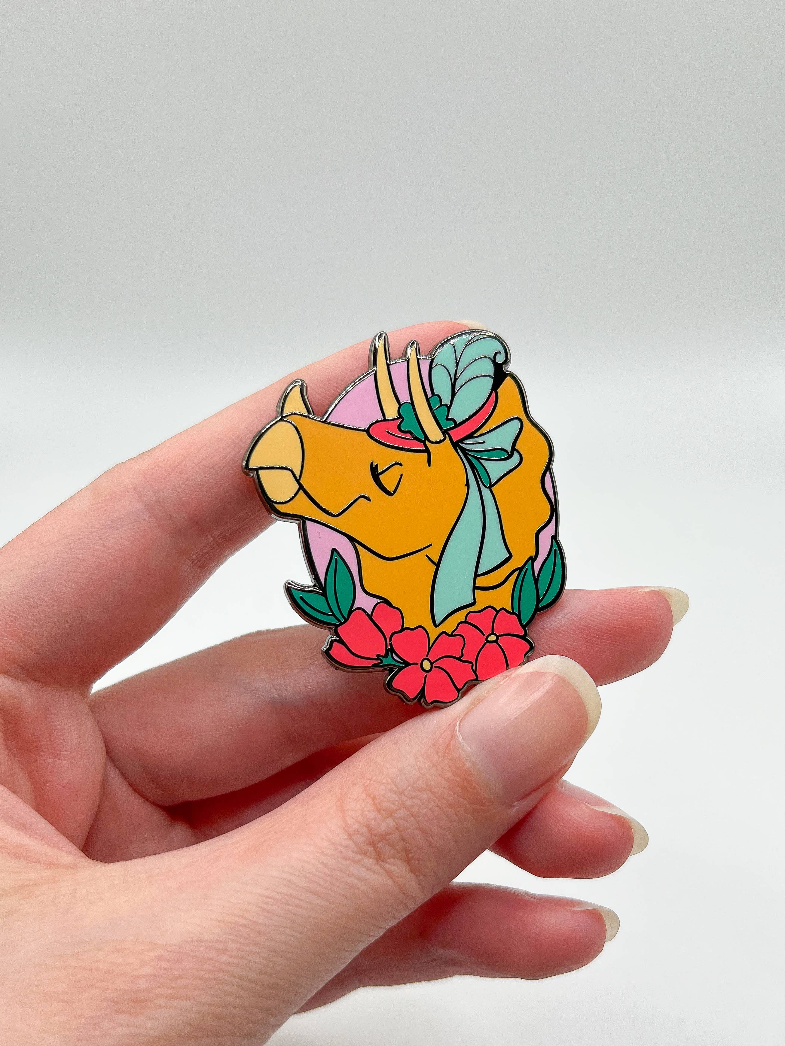 Geekly Whimsical - Wholesale Lapel Pin/Button - Dapper Dinos - Josephine Triceratops Enamel Pin4