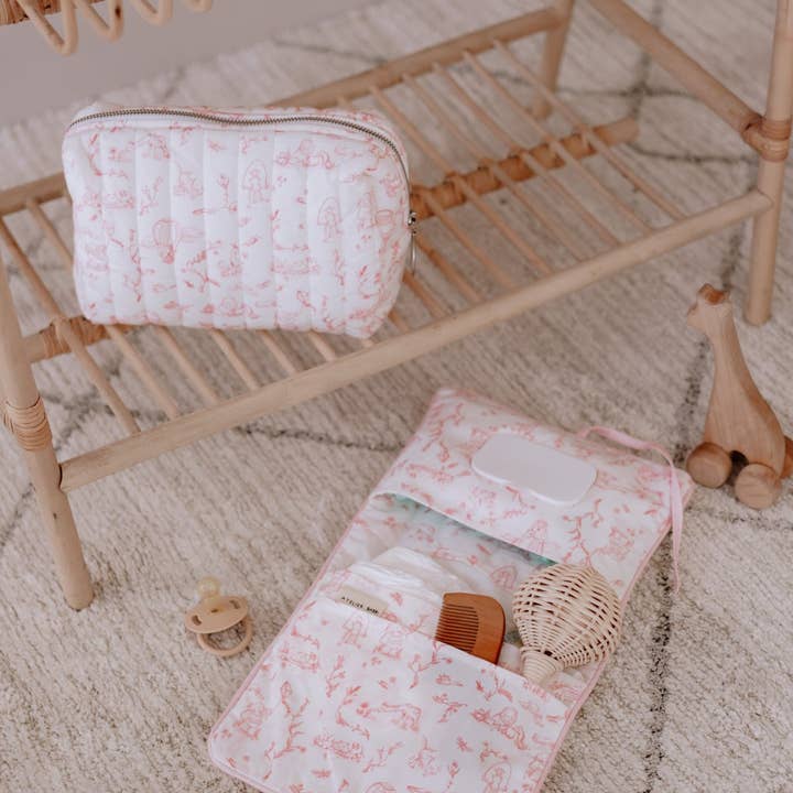 Atelier Babbi - Wholesale Diaper Bag - Baby - Baby Care Gift Set - Toile De Jouy / Pink