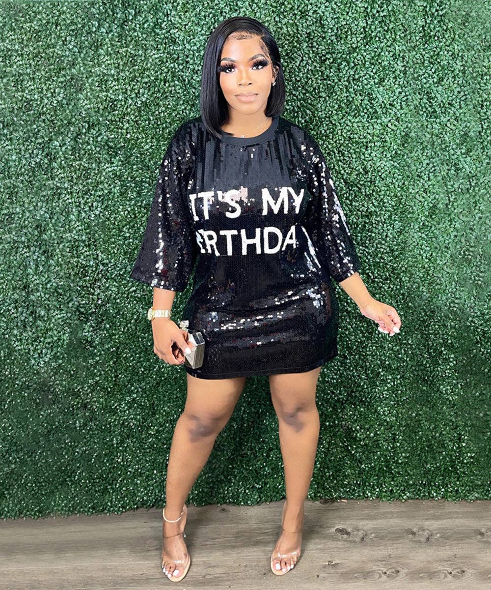 Aria Romance – wholesale Dress – Women's – Printed Round Neck Sequin Dress3