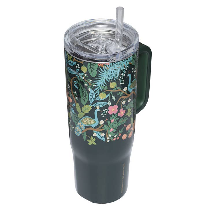 CORKCICLE - Wholesale Insulated Mug/Tumbler - Cruiser - 40oz Rifle Paper - Peacock Blue2