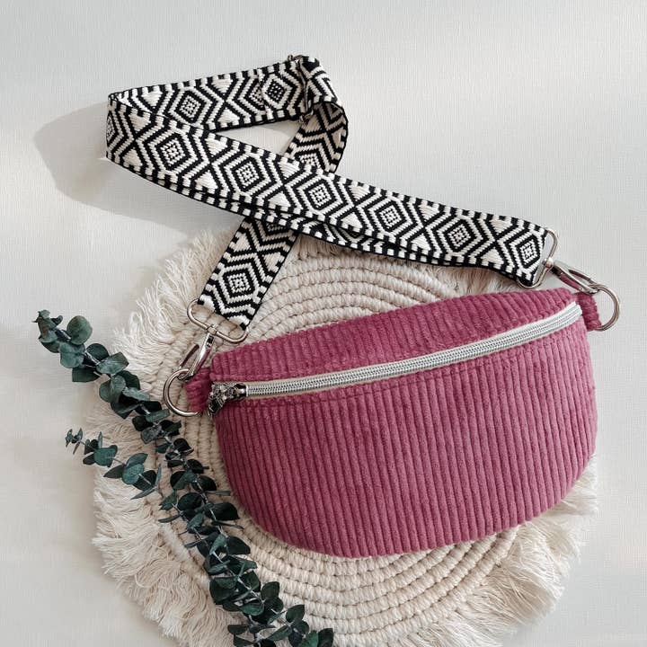 Bauchtasche aus Cord, Himbeer für den Großhandel von maimoiselle