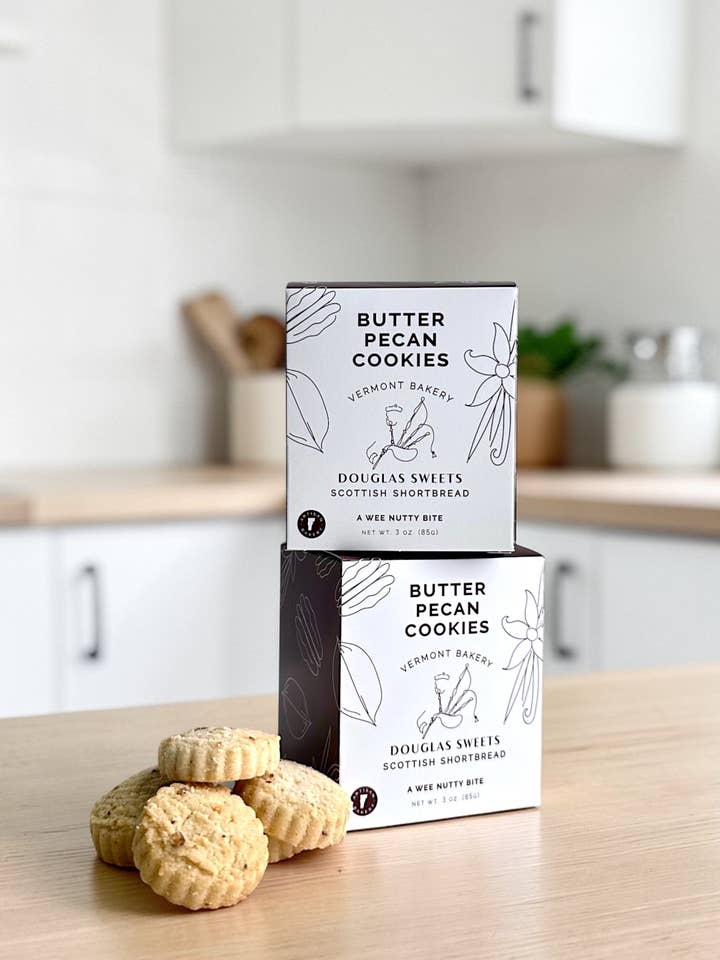 Mini Box Butter Pecan Shortbread for wholesale by Douglas Sweets