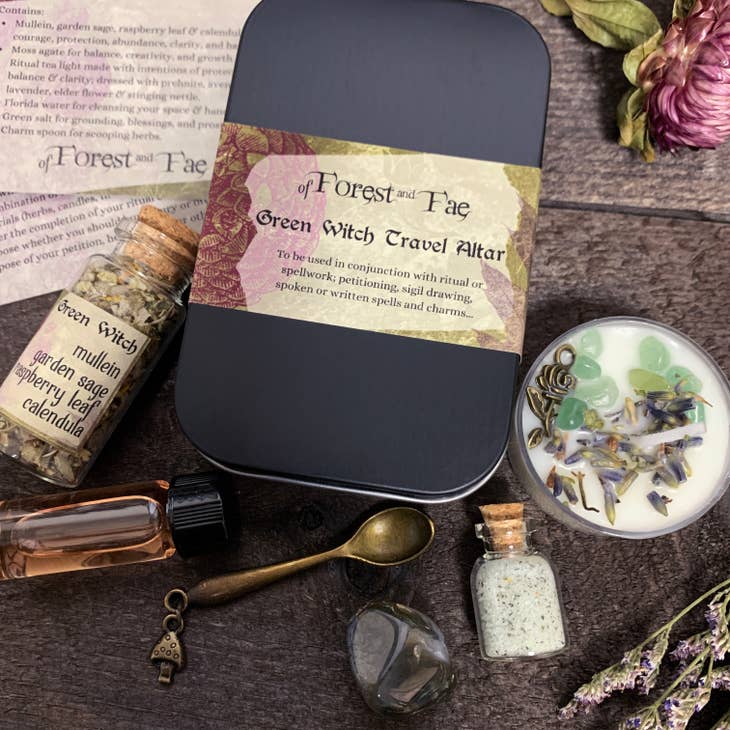 Wholesale Green Witch Travel Altar • Witch Kit for rituals