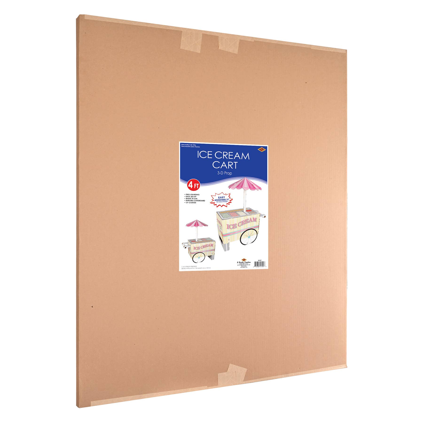 Beistle - Wholesale Decorative Tabletop Object - 3-D Ice Cream Cart Prop, 4' x 32", Cardstock2