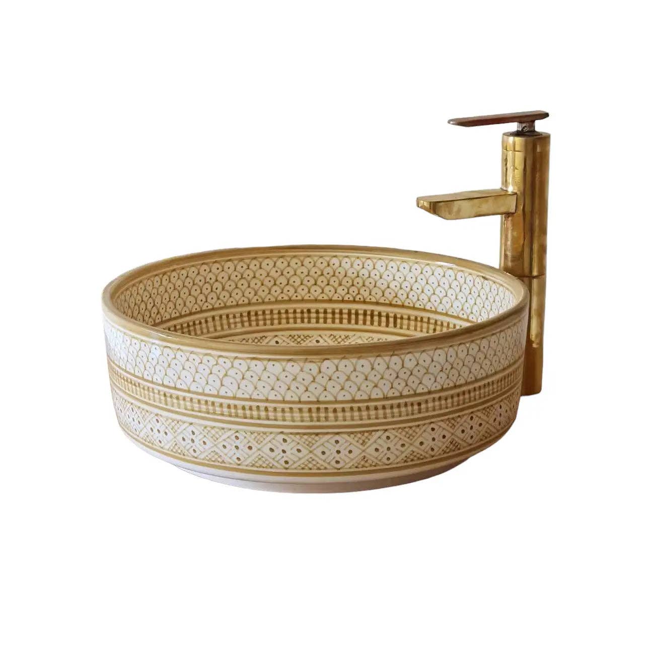 Moroccan Sink - Vente Ensemble d'accessoires pour salle de bain - Hand Painted Bathroom & Kitchen Round Washbasin1