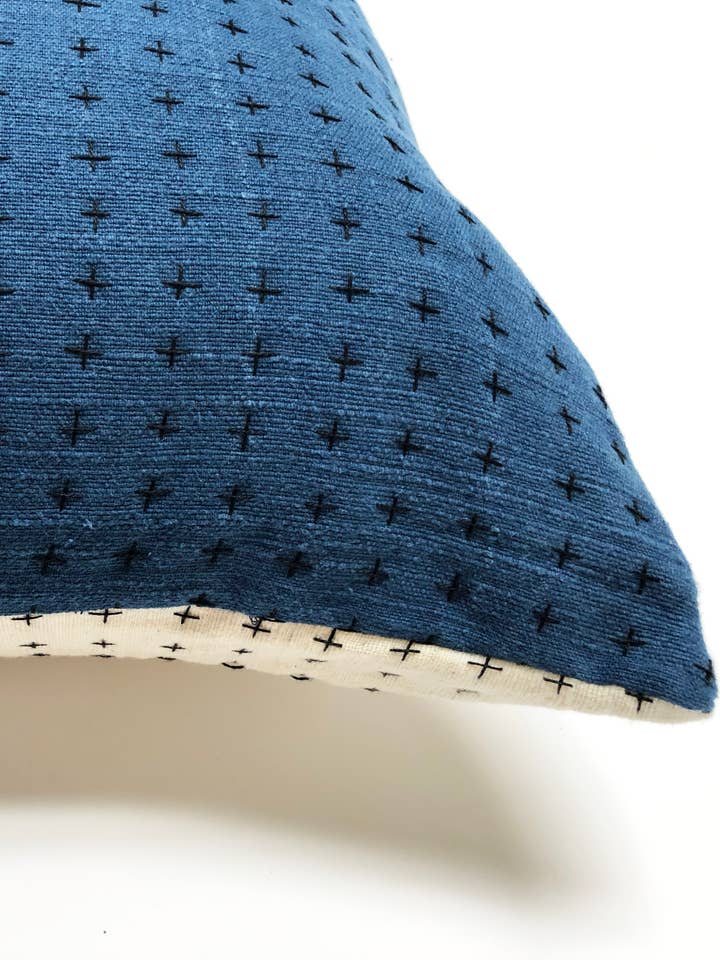 White and Indigo Pillow 2 sizes for wholesale by Happy French Gang
