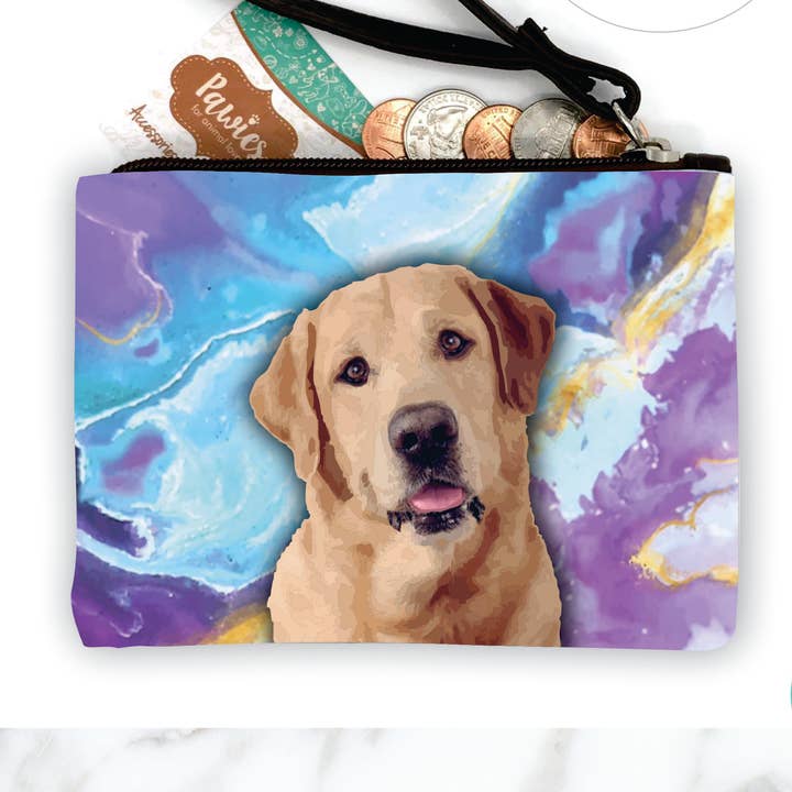 Porte-monnaie jaune Labrador • Présentoir au sol en option pour la vente par pawies
