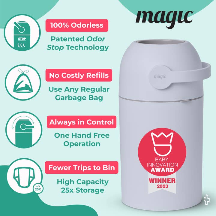 SHEERUN - Wholesale Diaper Caddy - Baby - Pure Magic Majestic Diaper Pail (Patented Odor-Stop System)14