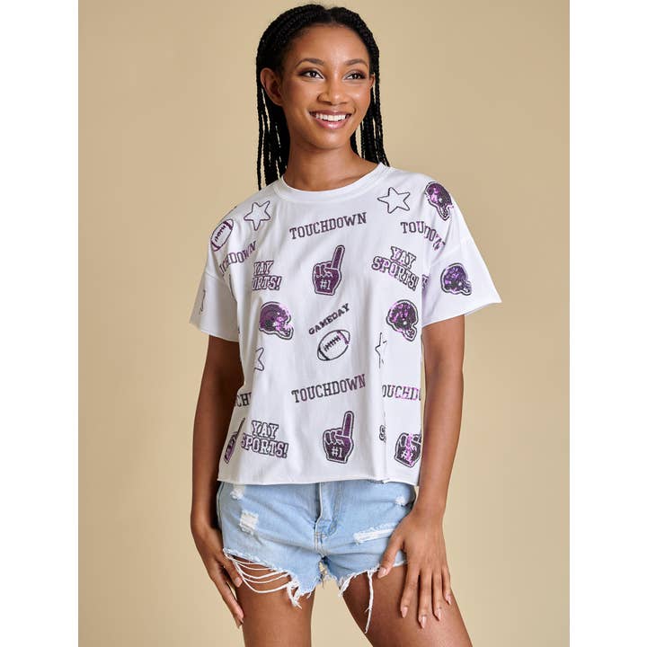 Le T-shirt de football à sequins | Violet pour la vente par Stewart Simmons