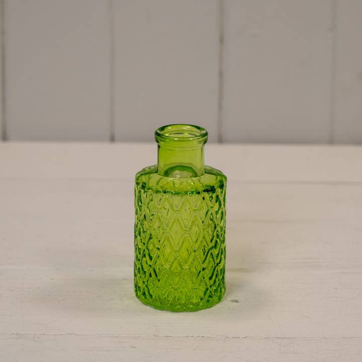 Satchville - Wholesale Vase - Emerald Green Mini Geometric Glass Bottle