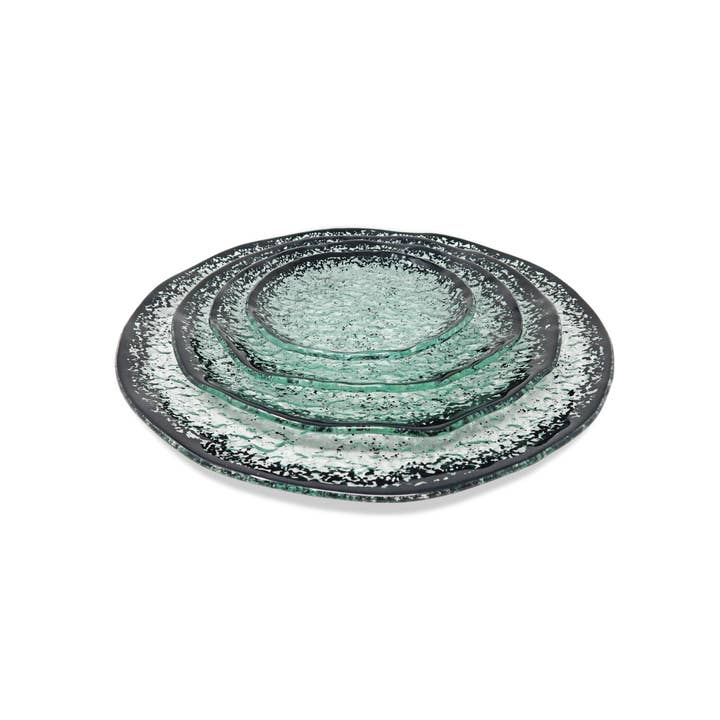 Set of 4 Plates with Scattered Black Design for wholesale by VIVIENCE