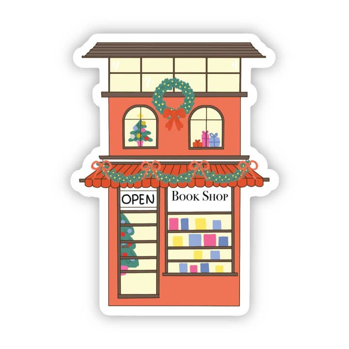 Book Store Scene Christmas Sticker for wholesale by Big Moods