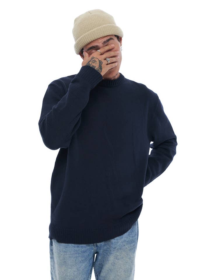 Camisola Russell Malha - Azul Marinho por atacado de Lost In Nowhere