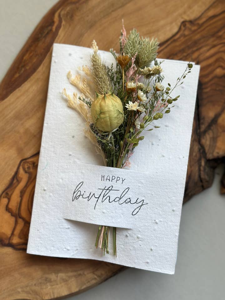 Happy Birthday | Wildflower Seed Card + Tiny Bouquet for wholesale by The Gardeners Wife