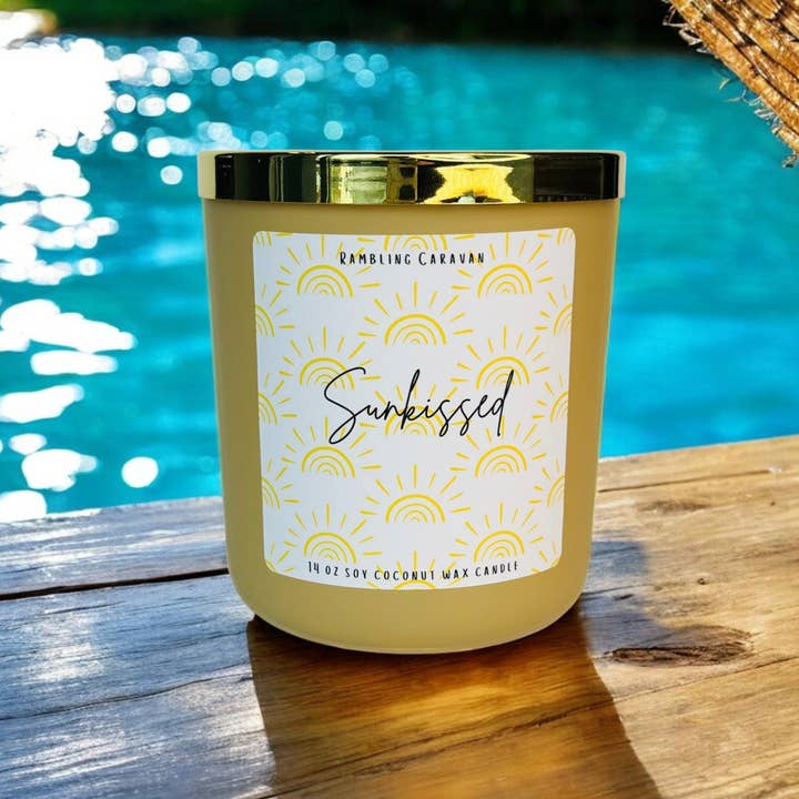 Rambling Caravan - Wholesale Jar/Filled Candle - Sunkissed Candle | 14 oz Soy Coconut Wax | Hand Poured |
