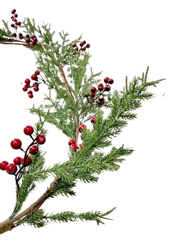 XM11777 Mixed Snow Berry/Cypress Garland,51in-3p for wholesale by Green Import Enterprises