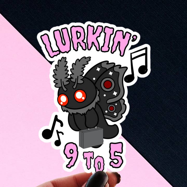 Pretty Toxic Stickers - Wholesale Sticker - Kawaii Mothman Sticker - Lurkin 9 to 5 Pastel Goth1