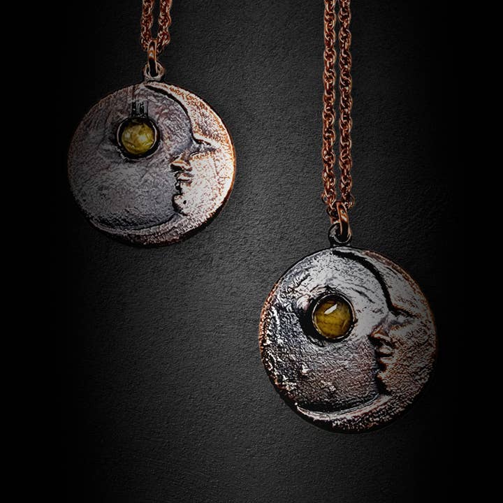 MergingMetals - Wholesale Pendant/Charm Necklace - Goodnight Moon Necklace with Lemon Quartz