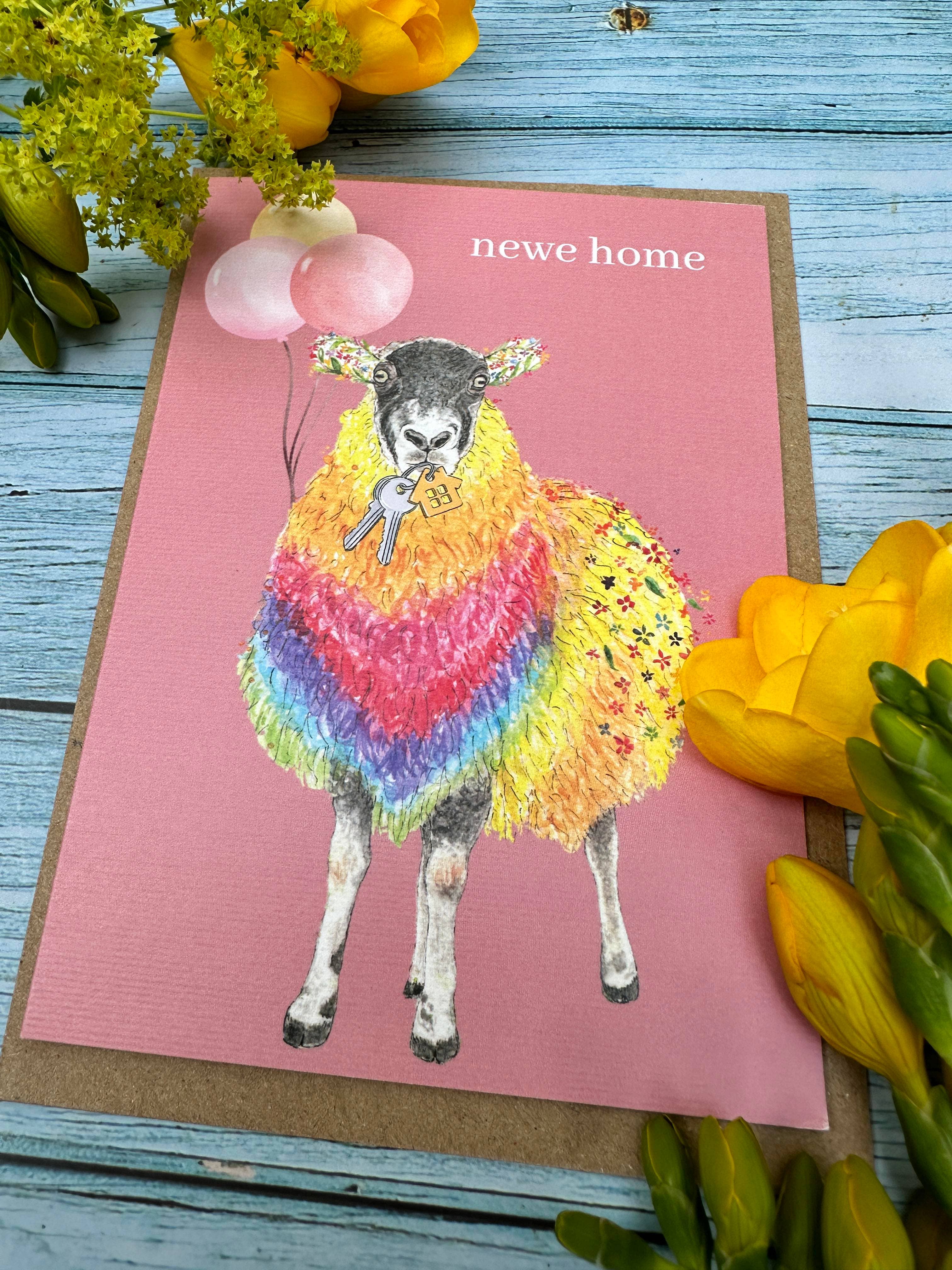 Jen Winnett Eco Artist – wholesale Everyday greeting card – New Home Sheep Eco Friendly Card Colourful Funny1