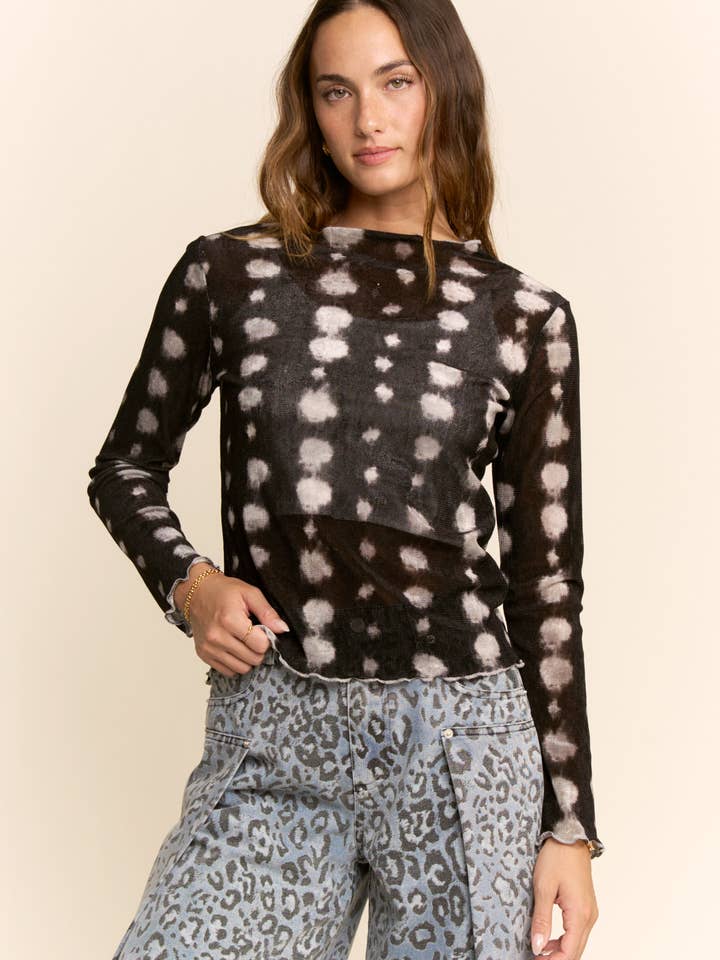 Davi & Dani - Wholesale Knit Top - Women's - PLUS MESH TIE DYE LONG SLEEVE TOP11