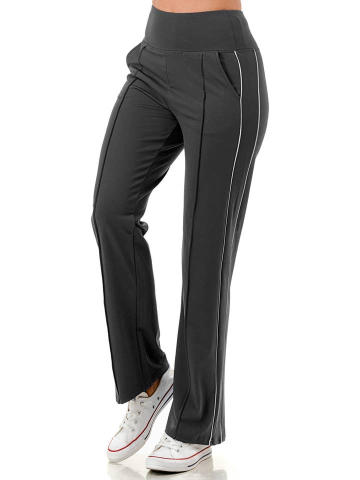 Color 5 - Wholesale Pants - Women's - Double strip side trim flare bottom active wear casual pant