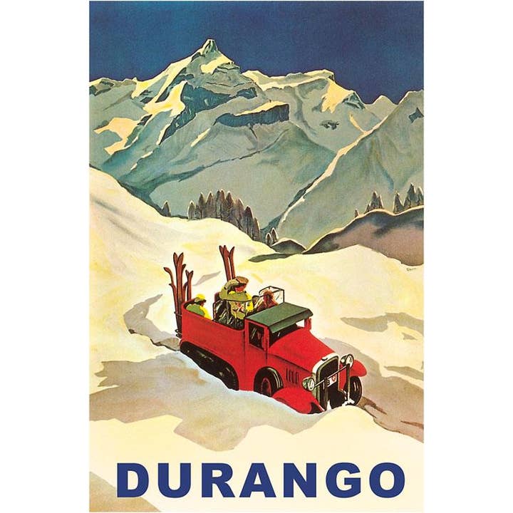 Found Image Press - Wholesale Magnet - Magnet CO-345 Red Ski Truck in Snow, Durango, Colorado