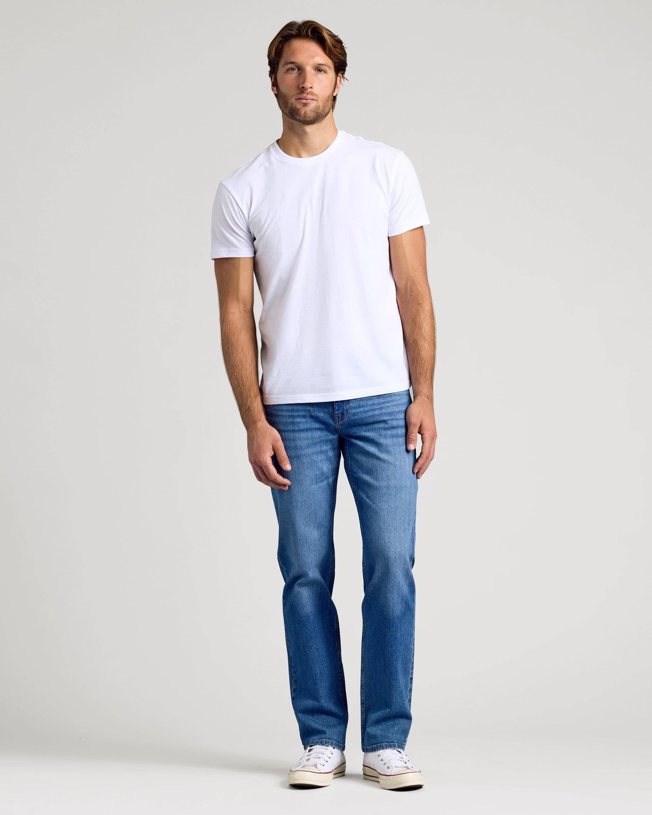 True Classic - Wholesale Jeans - Men's - Medium Indigo Wash Straight Authentic Denim Jeans5