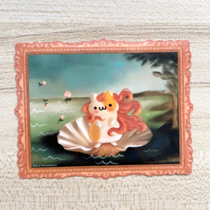 Birth of Hamster Venus Vinyl Sticker for wholesale by Brave Moonman