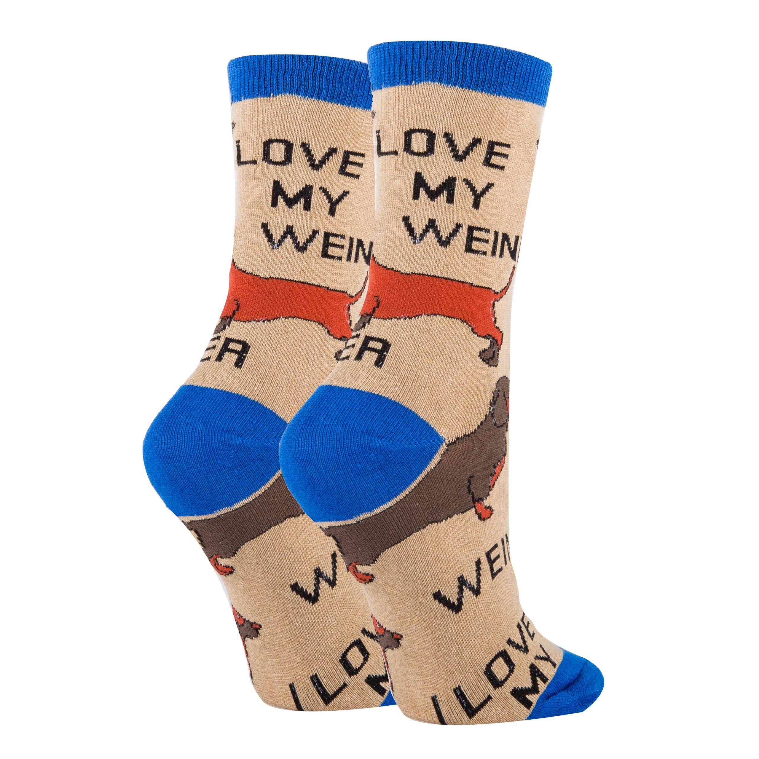 Oooh Yeah/Sock It Up/Oooh Geez Slippers - Wholesale Socks - Women's - Love My Weiner | Women's Cotton Crew Funny Socks1