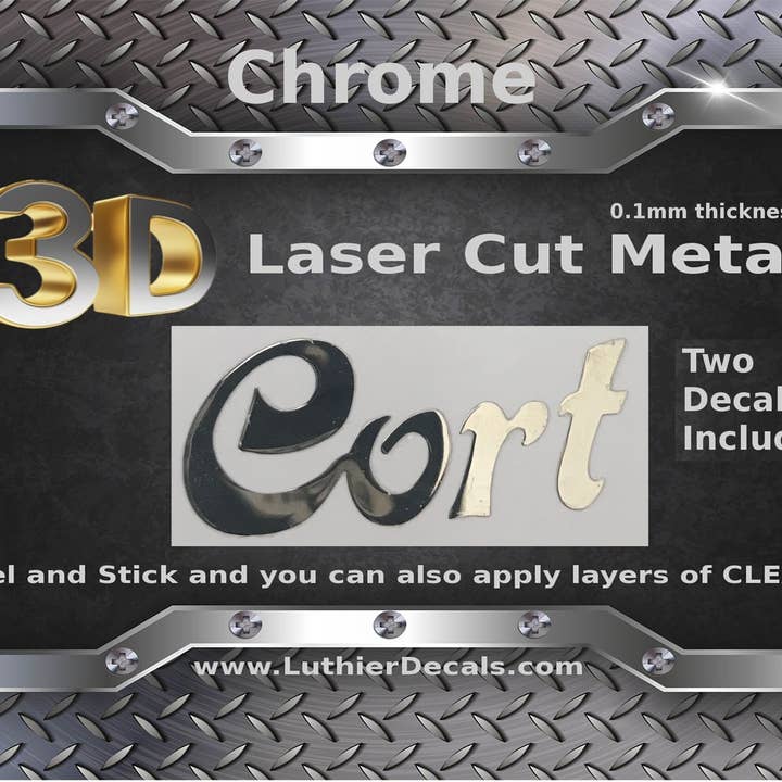 Cort Guitar Decal 3D Laser Cut Metal Decal M51 for wholesale by Luthier decals