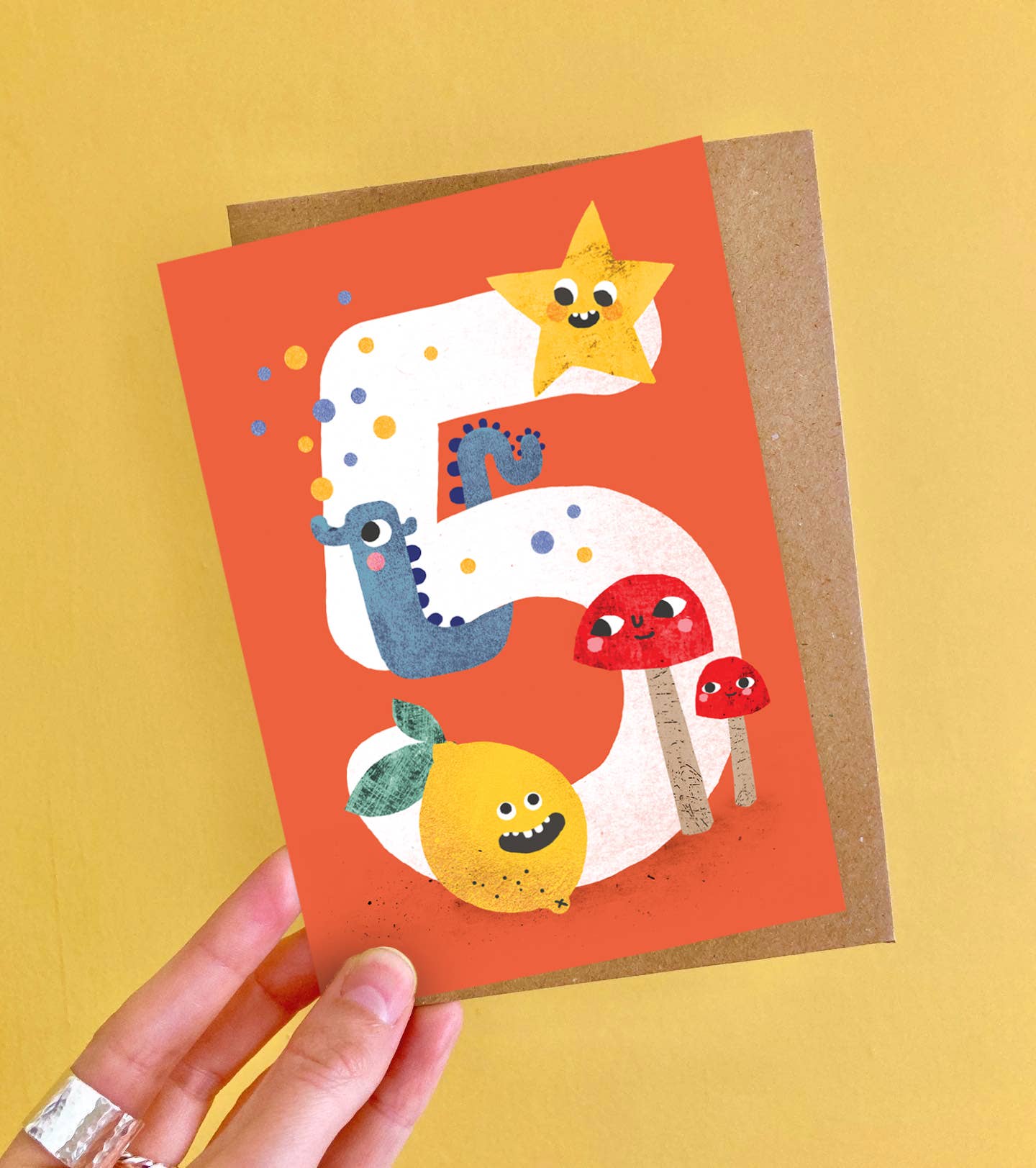 Emily Nash Illustration Greeting Cards - Wholesale Birthday Card - Age Five Crazy Critters Greeting Card | Kids 5 Birthday Card1