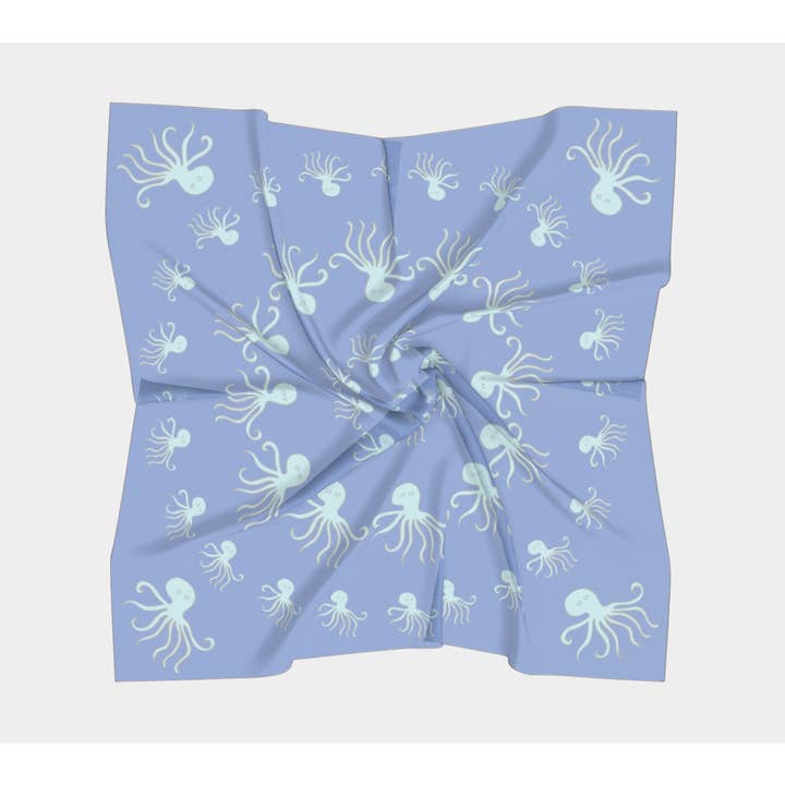 Octopus Square Scarf - Lt Blue on Blue for wholesale by SummerTies