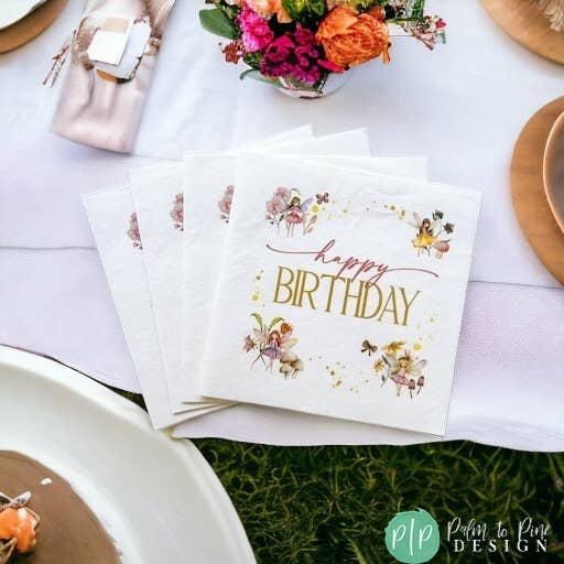 Palm to Pine Design - Wholesale Disposable Napkin - Fairy Birthday Napkins, Fairy Garden Party Tableware Girls5