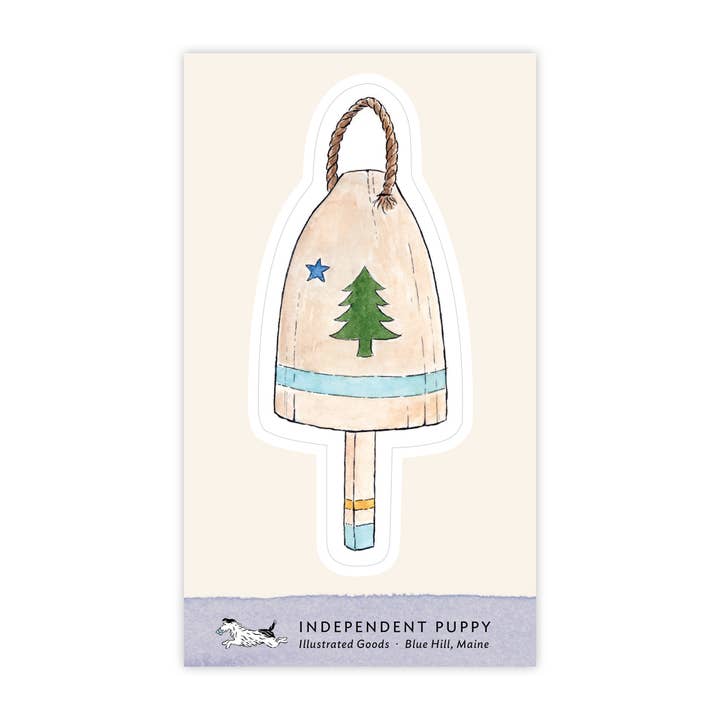 Adesivo sagomato a forma di boa con bandiera del Maine per la vendita all'ingrosso da parte di Independent Puppy